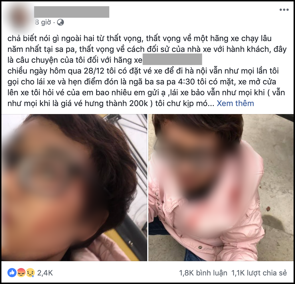 Thắc mắc tiền vé xe khách tăng thêm 100 nghìn, người phụ nữ bị túm tóc đập đầu đến chảy máu: Tài xế lên tiếng