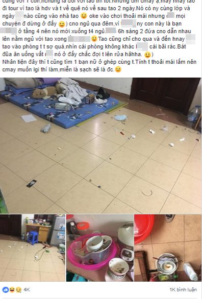 Lại thêm một thảm họa mang tên bạn cùng phòng: Dẫn người yêu về ngủ còn bày bừa ra phòng không khác gì bãi rác