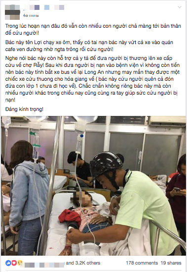 Tình người giữa đau thương: Anh xe ôm ở Long An bỏ hết công việc, bồng bế từng nạn nhân lên xe cấp cứu vào bệnh viện