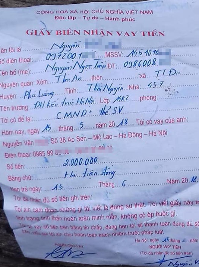 Nam thanh niên để lại ba lô, tiền cùng giấy vay nợ rồi xuống suối treo cổ tự tử