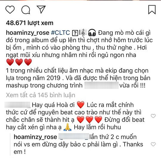 Phốt to khởi đầu năm mới: Ngay đến cả lời góp ý chân thành của fan cũng bị Hòa Minzy đáp trả gay gắt