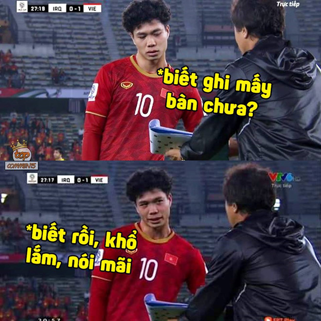 Sau trận đấu căng thẳng với Iraq, Công Phượng lại một lần nữa trở thành tâm điểm chế ảnh của cư dân mạng