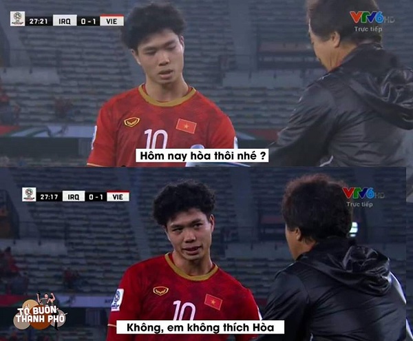 Sau trận đấu căng thẳng với Iraq, Công Phượng lại một lần nữa trở thành tâm điểm chế ảnh của cư dân mạng