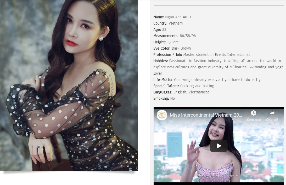 Lê Âu Ngân Anh khoe ảnh sexy nhưng lại lộ mặt sưng phù trong clip giới thiệu tại Miss Intercontinental