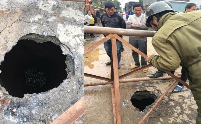 Thực hư thông tin hố tử thần sâu gần 10 mét xuất hiện giữa quốc lộ, bên trong có vàng