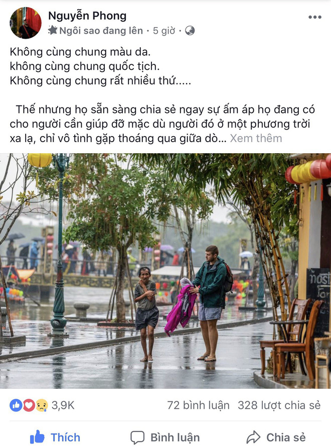 Thấy người đàn ông Việt co ro giữa mưa lạnh, chàng trai ngoại quốc đuổi theo và có hành động nghìn like Thấy người đàn ông Việt co ro giữa mưa lạnh, chàng trai ngoại quốc đuổi theo và có hành động nghìn like