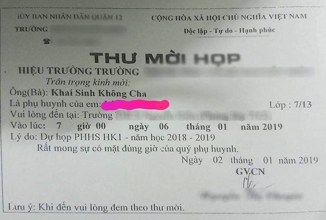 Thư mời họp phụ huynh kỳ quái gây bức xúc ở TPHCM