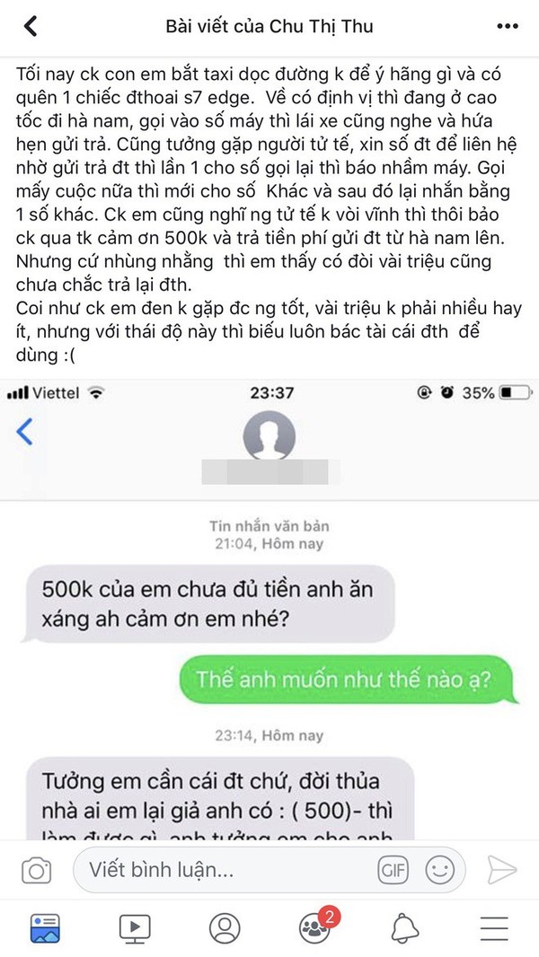 Ăn nói khích bác và vòi vĩnh vài triệu của khách hàng để quên điện thoại trên xe, tài xế taxi bị cộng đồng mạng ném đá dữ dội