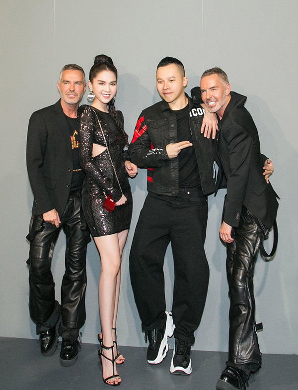 Ngọc Trinh diện váy xẻ lườn dự Milan Fashion Week