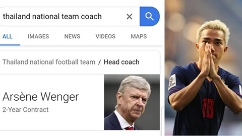 Google bất ngờ điền tên Arsene Wenger làm HLV ĐT Thái Lan
