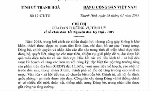 Thanh Hóa nghiêm cấm dùng ngân sách làm quà tặng, chúc Tết lãnh đạo