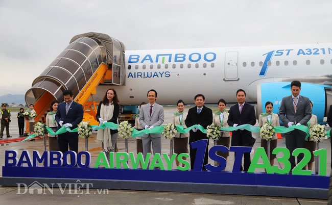 Video ảnh: Máy bay Airbus thế hệ mới của Bamboo Airways vừa đến Nội Bài có gì đặc biệt?