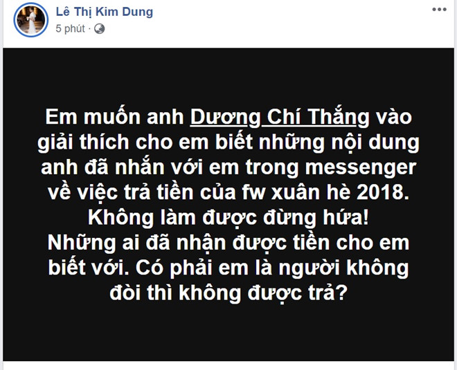 Quán quân Next Top Model 2017 bức xúc vì bị nợ cát-xê Quán quân Next Top Model 2017 bức xúc vì bị nợ cát-xê