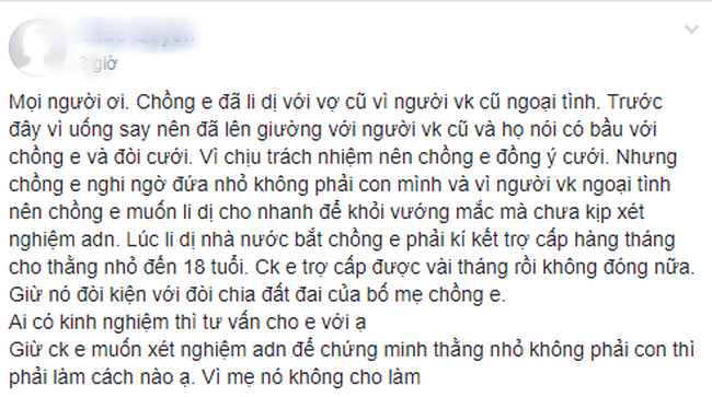 Ly dị xong đòi xét nghiệp ADN vì sợ phải đổ vỏ, không xét sai đúng, cả cặp vợ chồng mới bị cư dân mạng lên án vì..