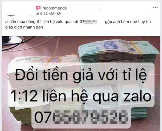 Cận Tết 2019, tiền giả lại được rao bán rầm rộ trên Facebook