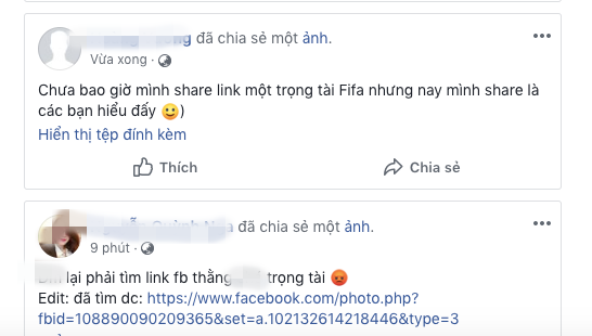 Nghĩ bị xử ép, CĐV Việt Nam tiếp tục dùng những từ ngữ thô tục với facebook trọng tài người Iran