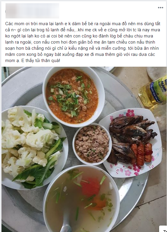 Bị mẹ chồng giận dỗi vì sợ con nhỏ chịu rét nên không ra ngoài mua thức ăn tươi, nàng dâu ấm ức lên mạng tố khổ