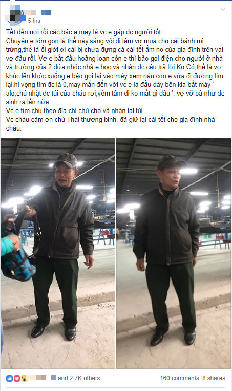 Hai vợ chồng đánh rơi cái Tết ấm no trên đường và hành động của chú thương binh khiến nhiều người ấm lòng những ngày cuối năm