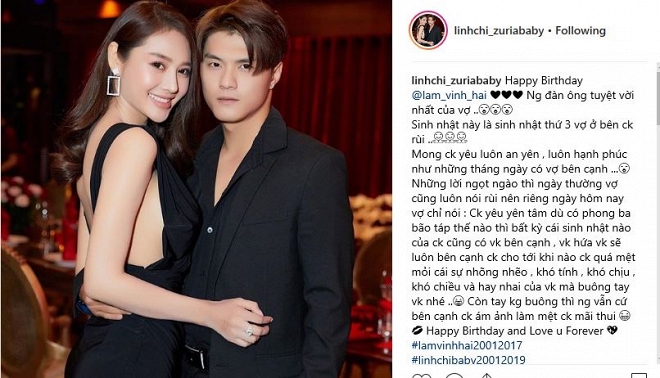Linh Chi nhắn nhủ đến Lâm Vinh Hải trong ngày sinh nhật: Vợ hứa sẽ luôn bên cạnh chồng
