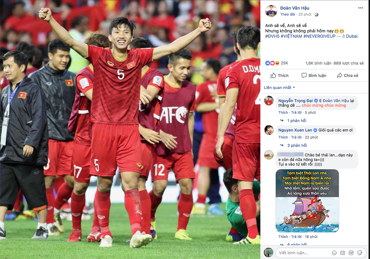 Không hổ danh thánh tạo trend, câu nói Anh sẽ về nhưng không phải hôm nay của các cầu thủ tuyển Việt Nam lại gây bão cộng đồng mạng