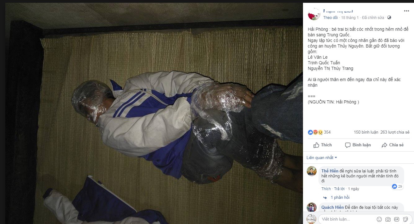 Thực hư thông tin bé trai bị bắt nhốt để bán sang Trung Quốc