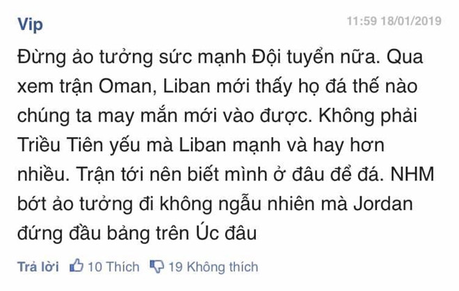 Dân mạng bắt lỗi bình luận tiêu cực trước trận Việt Nam - Jordan