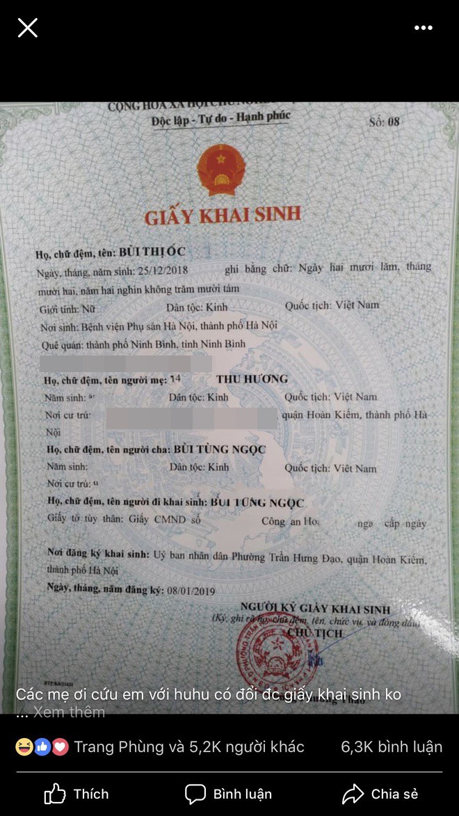 Đi tất niên về, bố ghé UBND phường làm giấy khai sinh cho con và cái kết dở khóc dở cười