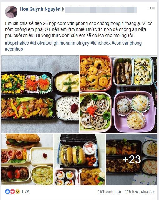 Tròn mắt thán phục người vợ quốc dân: Mỗi ngày chồng đi làm là một hộp cơm vừa ngon vừa đẹp, đủ 26 bữa/tháng