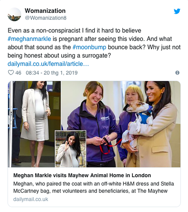 Rộ tin đồn công nương Meghan mang thai giả gây hoang mang truyền thông phương Tây