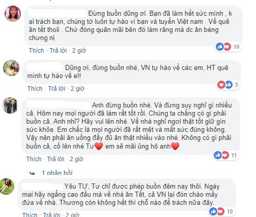Dân mạng vào Facebook động viên Tư Dũng sau trận thua Nhật Bản