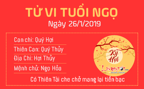 Tử vi Thứ 7 ngày 26/1/2019 của 12 con giáp: Ngọ bất ngờ được tiền,Thân vợ chồng xung khắc