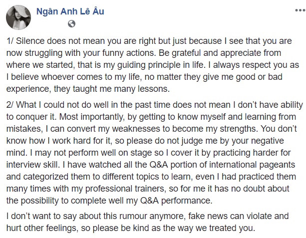 Lê Âu Ngân Anh lần đầu lên tiếng giữa tâm bão bị chỉ trích vì mua giải Á hậu 4 Miss Intercontinental