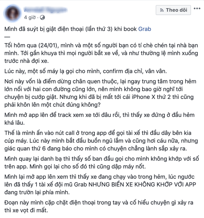 Khách hàng bị giật điện thoại ngay sau khi book xe, nghi bị dàn cảnh: Grab vào cuộc xác minh