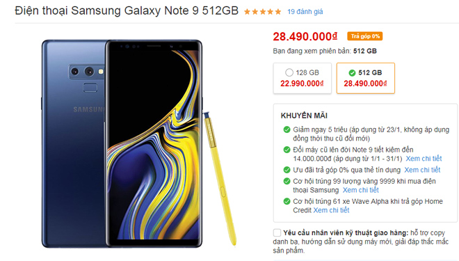 Sốc: Galaxy Note 9, Galaxy S9+ đang giảm 05 triệu đồng