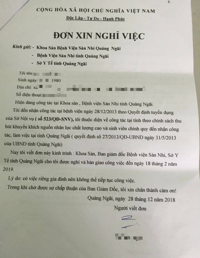 Sự thật lá đơn được cho là của BS ở Quảng Ngãi xin nghỉ việc để ủng hộ Hoàng Công Lương Sự thật lá đơn được cho là của BS ở Quảng Ngãi xin nghỉ việc để ủng hộ Hoàng Công Lương