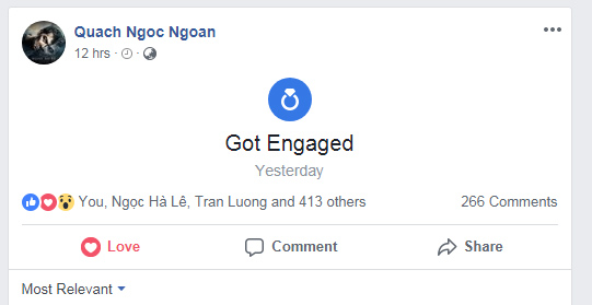 Diễn viên Quách Ngọc Ngoan tuyên bố đã đính hôn với doanh nhân Phượng Chanel