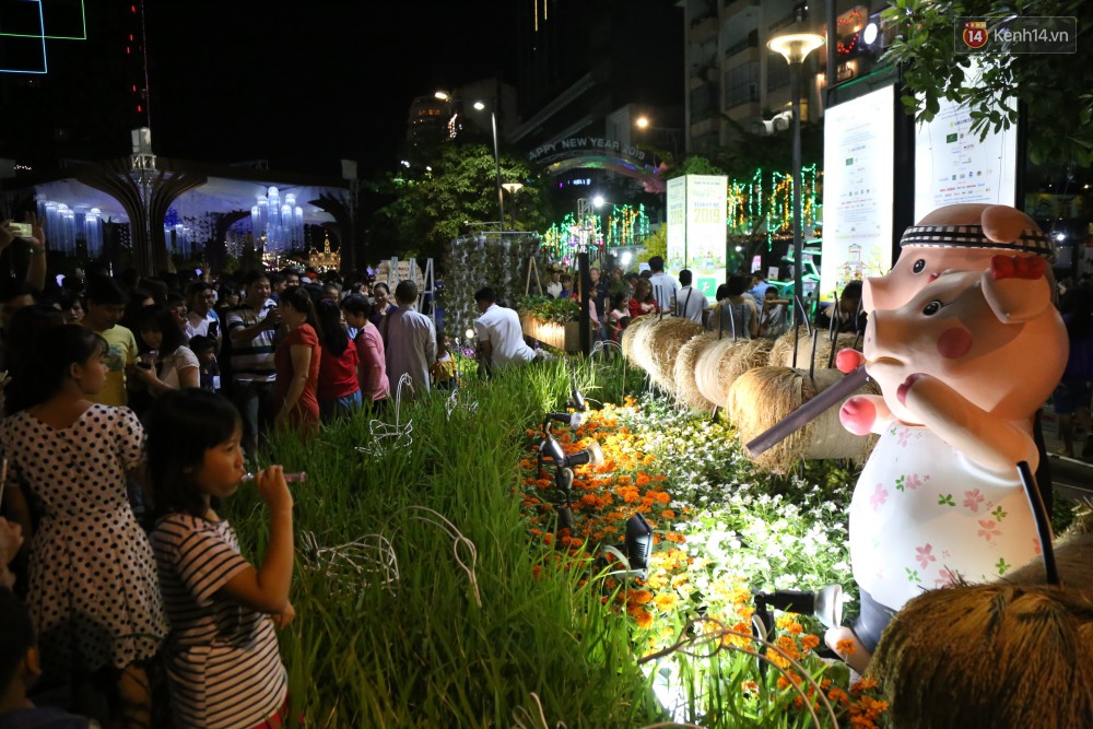 Đường hoa Nguyễn Huệ rực rỡ trong đêm khai mạc, hàng ngàn người chen nhau vào du xuân