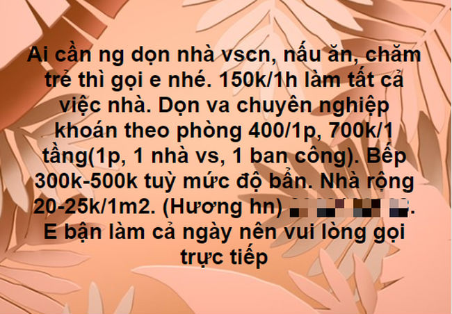 Bảng giá hành nghề giúp việc mùa Tết khiến nhiều chị em hết hồn, tính tiền trên từng mét vuông, riêng dọn bếp 500k