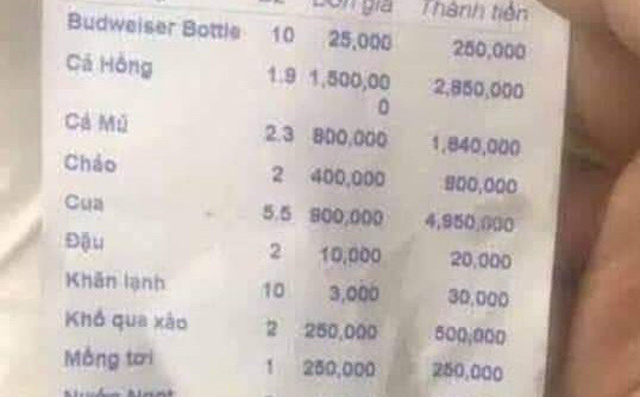 Thêm nhà hàng bị tố chặt chém ở Nha Trang: Tô cháo giá 400.000 đồng, mồng tơi 250.000 đồng/đĩa