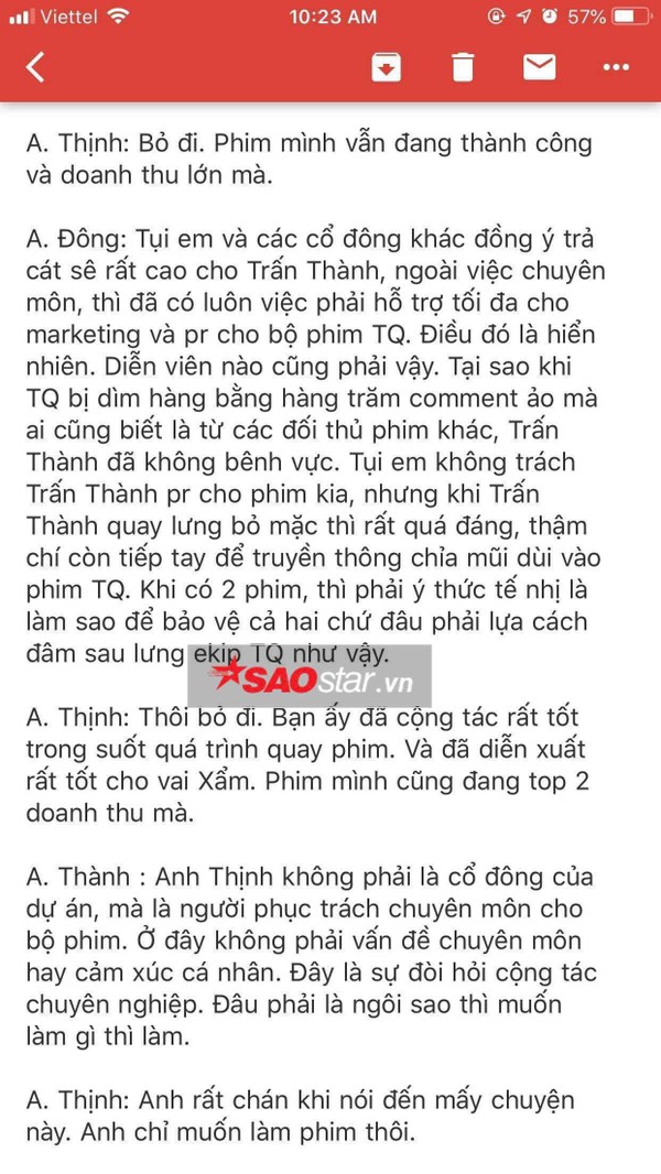 Cổ đông sản xuất phim Trạng Quỳnh bức xúc đòi khởi kiện Trấn Thành mặc cho đạo diễn Đức Thịnh phản đối