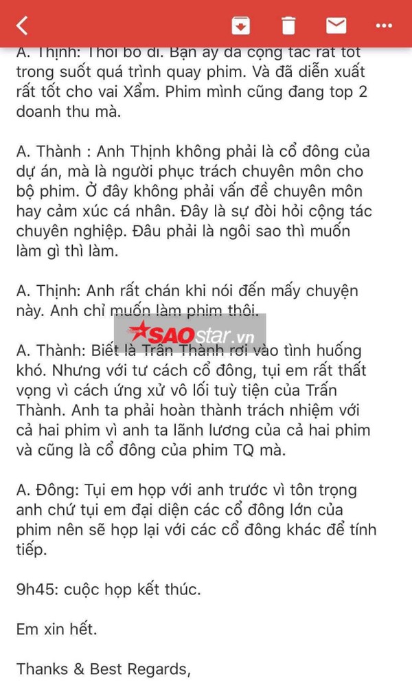 Cổ đông sản xuất phim Trạng Quỳnh bức xúc đòi khởi kiện Trấn Thành mặc cho đạo diễn Đức Thịnh phản đối