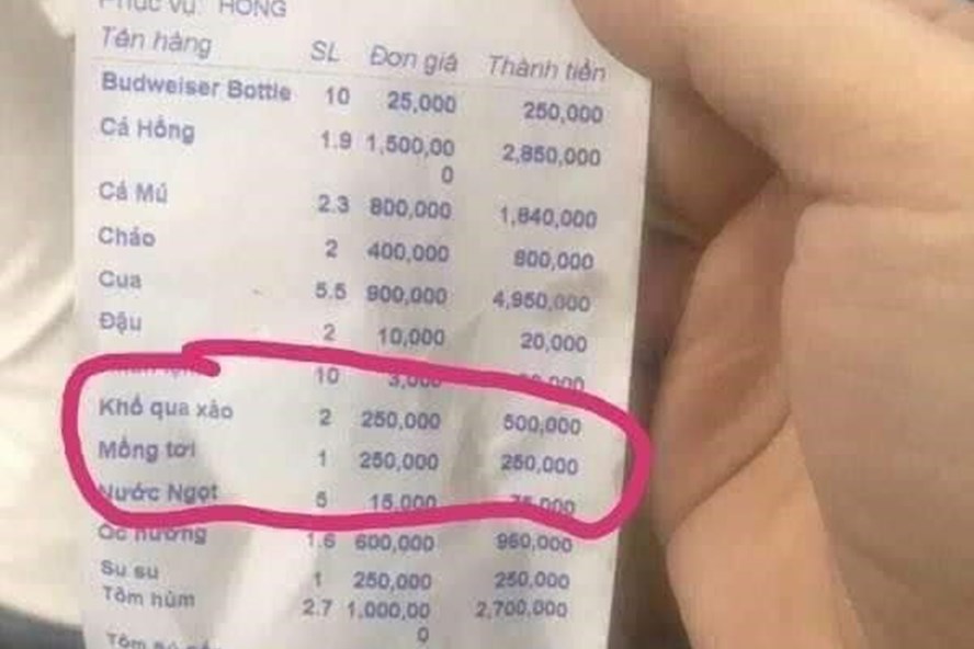 Vụ đĩa mồng tơi xào 250.000 đồng: Phạt nhà hàng tận... 750.000 đồng Vụ đĩa mồng tơi xào 250.000 đồng: Phạt nhà hàng tận... 750.000 đồng