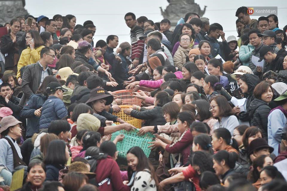 Hà Nội: Gần 10 tấn cá được hàng nghìn phật tử chuyền tay nhau trong lễ phóng sinh đầu năm