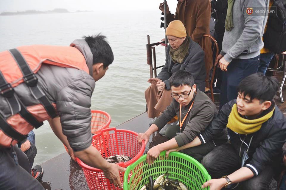 Hà Nội: Gần 10 tấn cá được hàng nghìn phật tử chuyền tay nhau trong lễ phóng sinh đầu năm