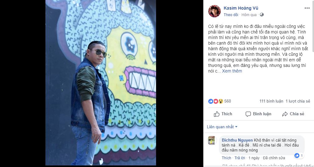 Đầu năm mới, Kasim Hoàng Vũ đã rút ra bài học nhớ đời vì bị tiểu nhân nói xấu