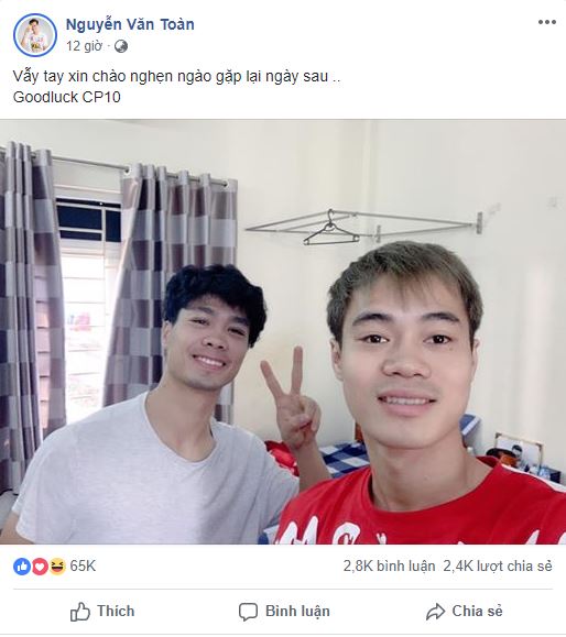 Văn Toàn đăng ảnh nghẹn ngào tiễn cậu bạn chung phòng từ năm 11 tuổi Công Phượng sang Hàn thi đấu