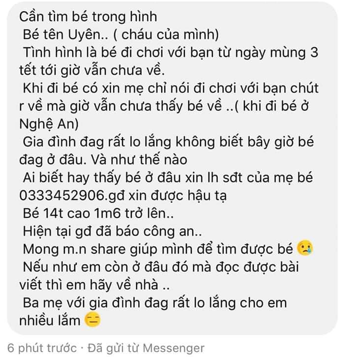 Về Nghệ An ăn Tết, nữ sinh xinh đẹp mất tích bí ẩn