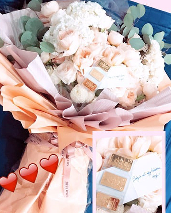 Ngọc Trinh được bạn trai tặng 3 cây vàng ngày Valentine