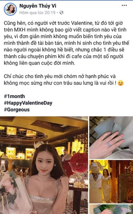 Thúy Vi khoe có người vớt trước Valentine, mong hạnh phúc và không bị mọc sừng