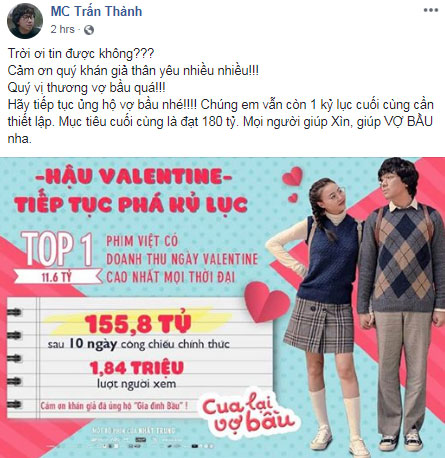 Cua Lại Vợ Bầu thu 155 tỷ và trở thành phim có doanh thu cao thứ hai trong lịch sử, ôm mộng vượt mặt Em Chưa 18